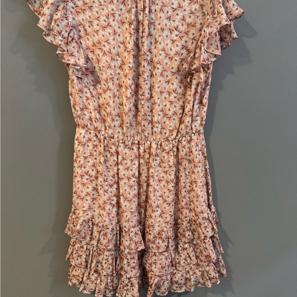 Rebecca Taylor light pink floral summer dress w silver thread. - Picture 4 of 5